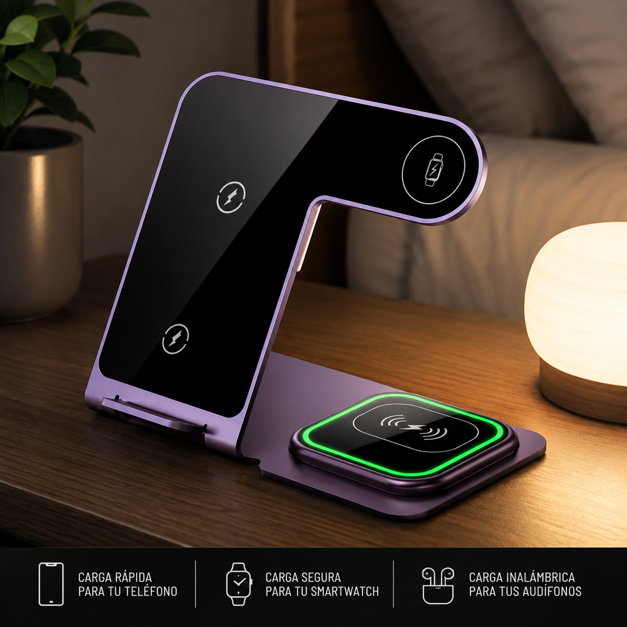 ⚡📱⌚🎧 Cargador Inalámbrico 3 en 1