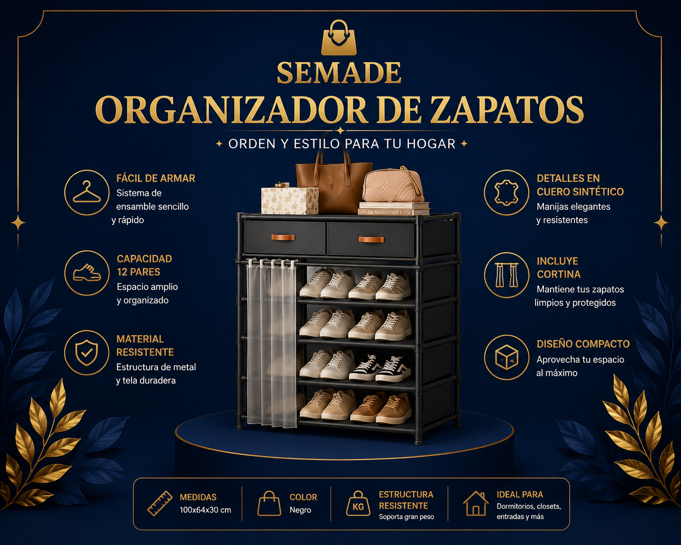Zapatera Organizadora Multifuncional de 12 Pares