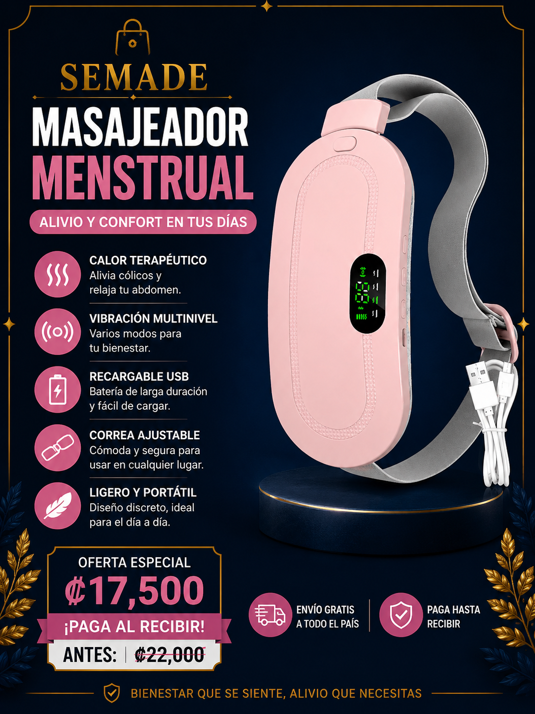 Masajeador térmico menstrual