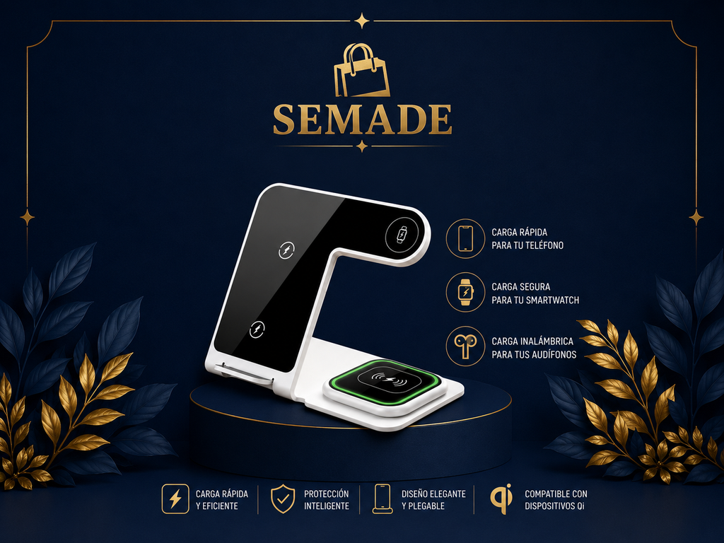 ⚡📱⌚🎧 Cargador Inalámbrico 3 en 1