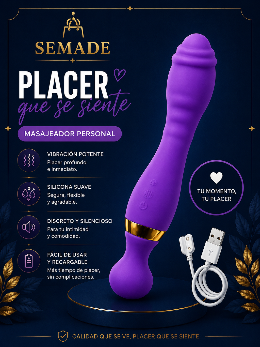 MASAJEADOR PERSONAL MORADO RECARGABLE
