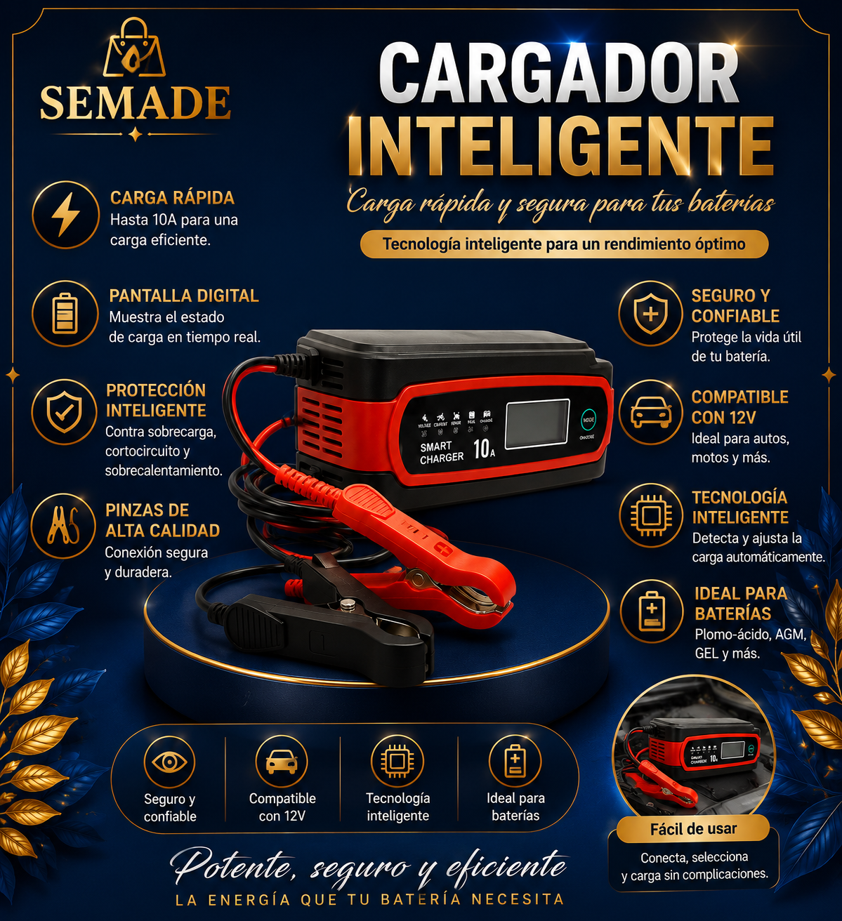 Cargador de bateria para carro y moto