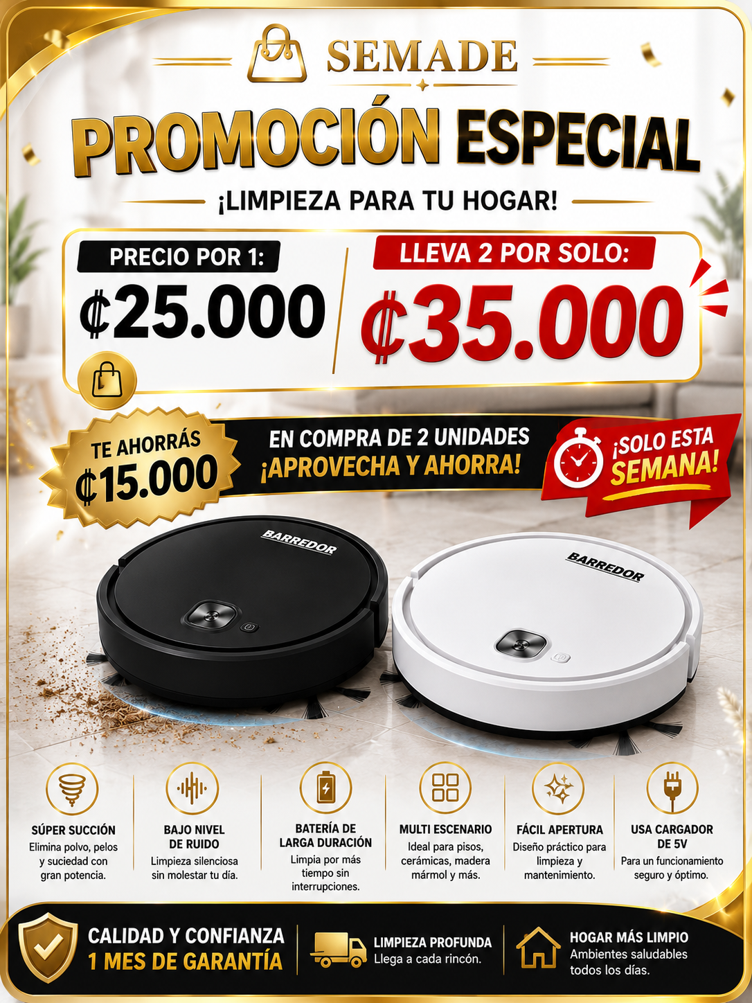Robot Barredor Inteligente Recargable