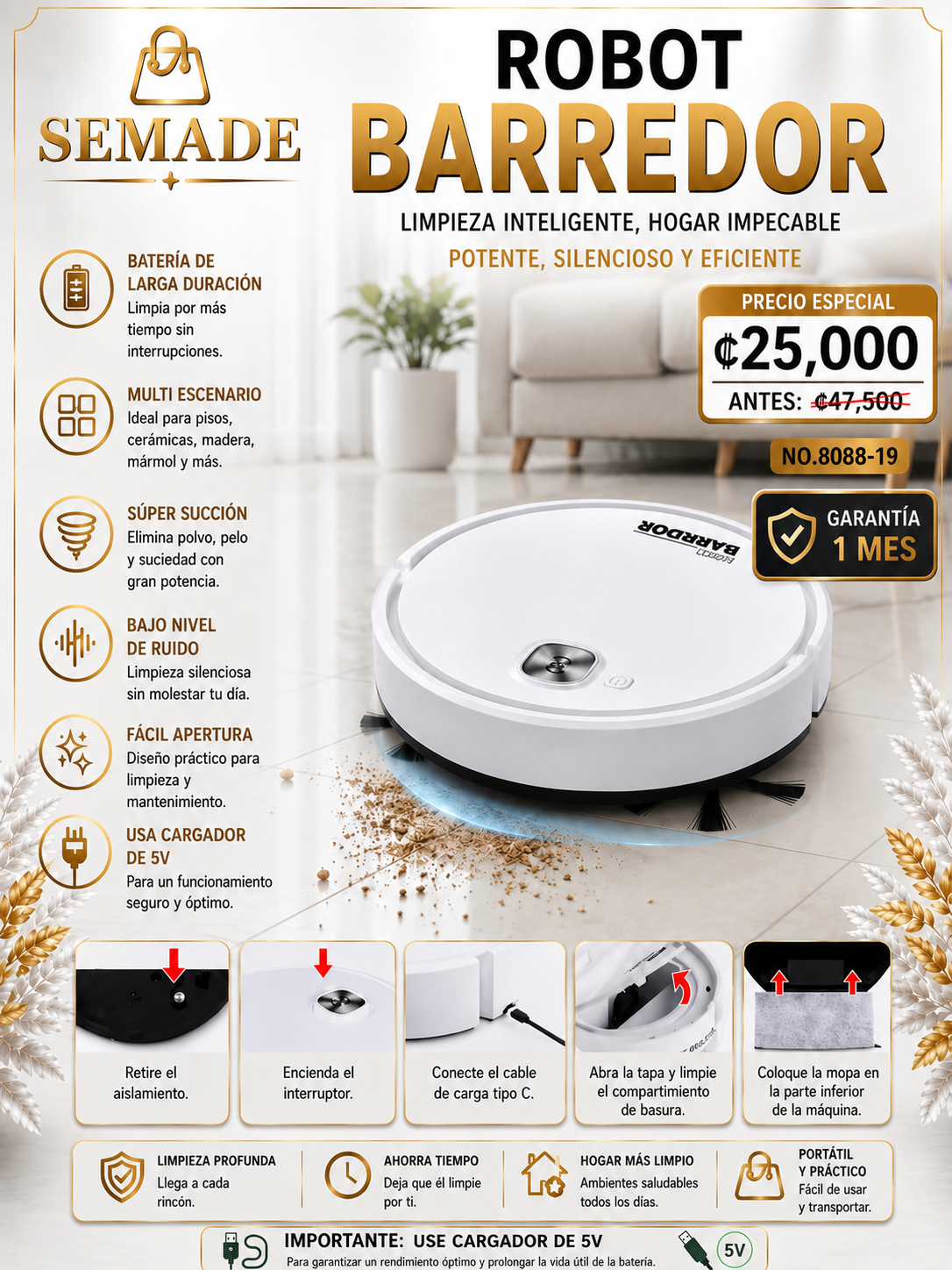 Robot Barredor Inteligente Recargable
