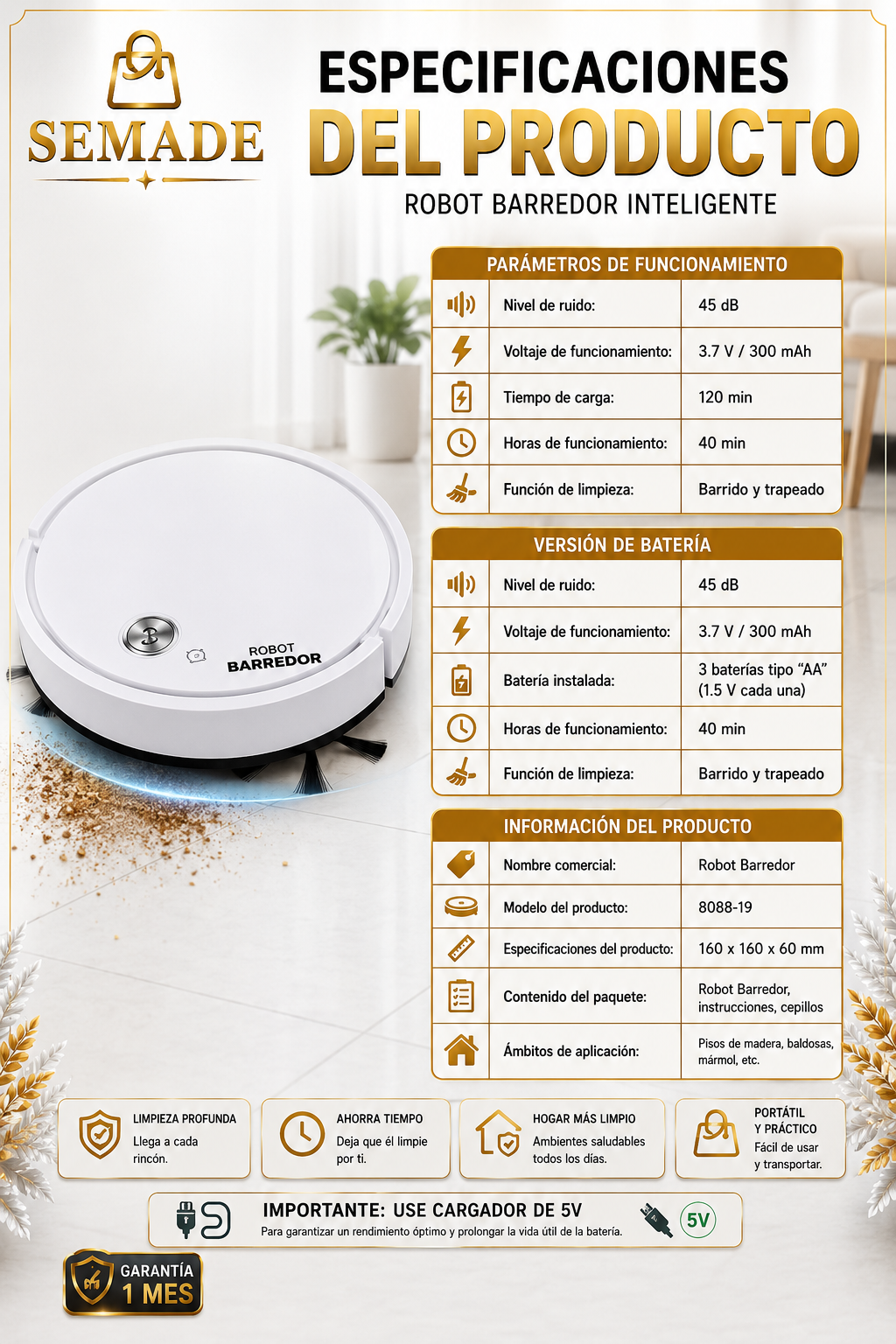 Robot Barredor Inteligente Recargable