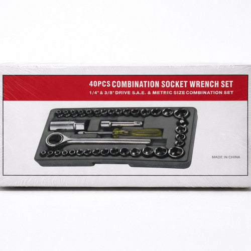 Set de Llaves de Dados Profesional 40 Piezas con Ratchet – Métrico y SAE