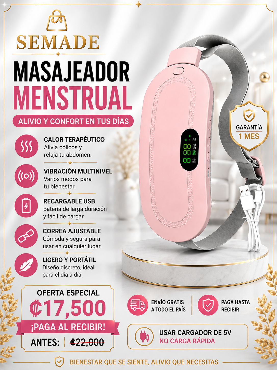 Masajeador térmico menstrual