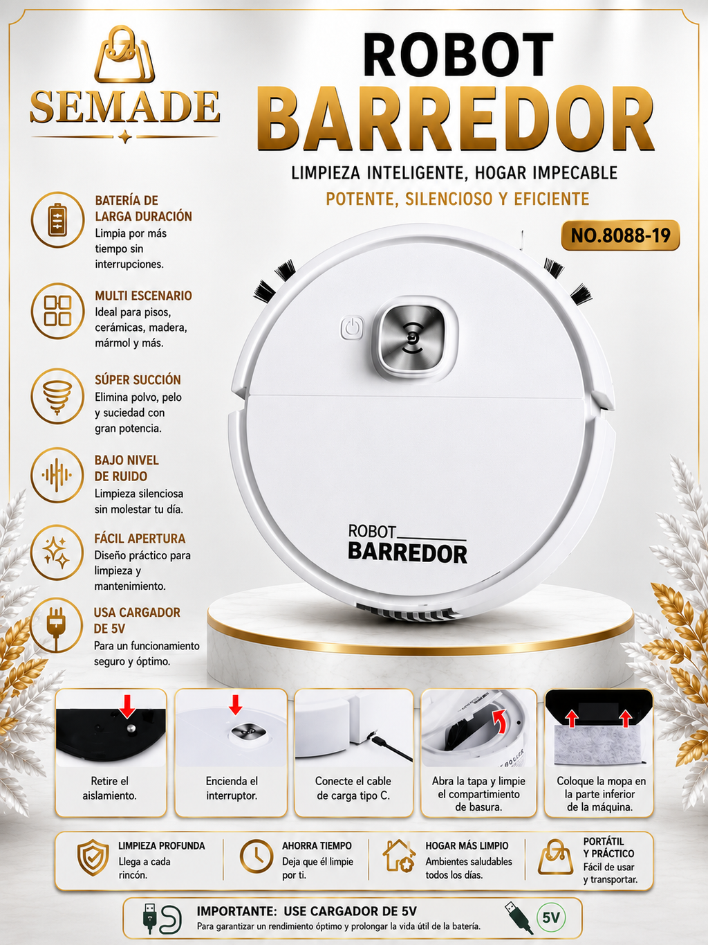 Robot Barredor Inteligente Recargable