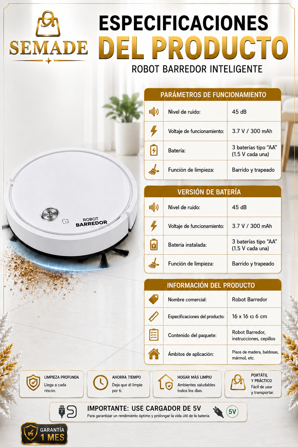Robot Barredor Inteligente Recargable